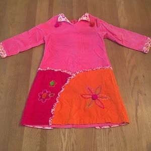 PINK AND ORANGE VELOUR GIRLS DRESS